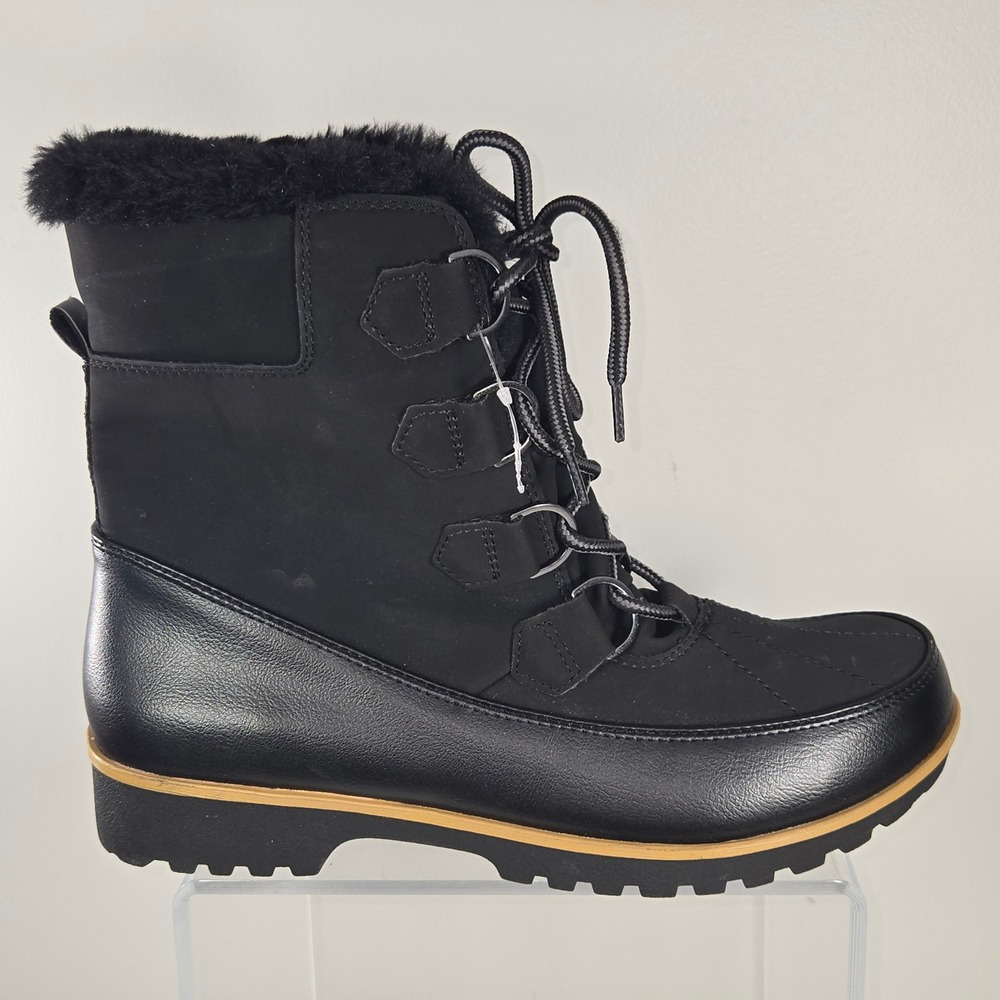 JBU Jambu Maldive Weather Ready Winter Boots Black Faux Fur Trim Womens 10M